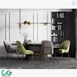 Modern dining table and chair combination 3d model